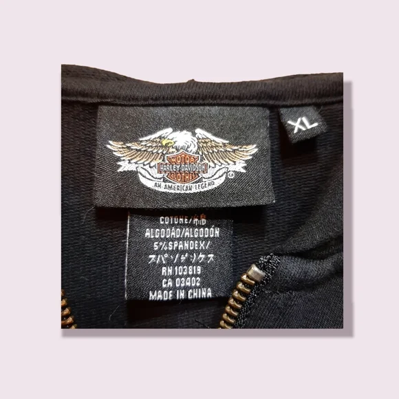 Harley Davidson womens 1/4 zip long sleeve sweatshirt with kangaroo pocket XL - Picture 6 of 7